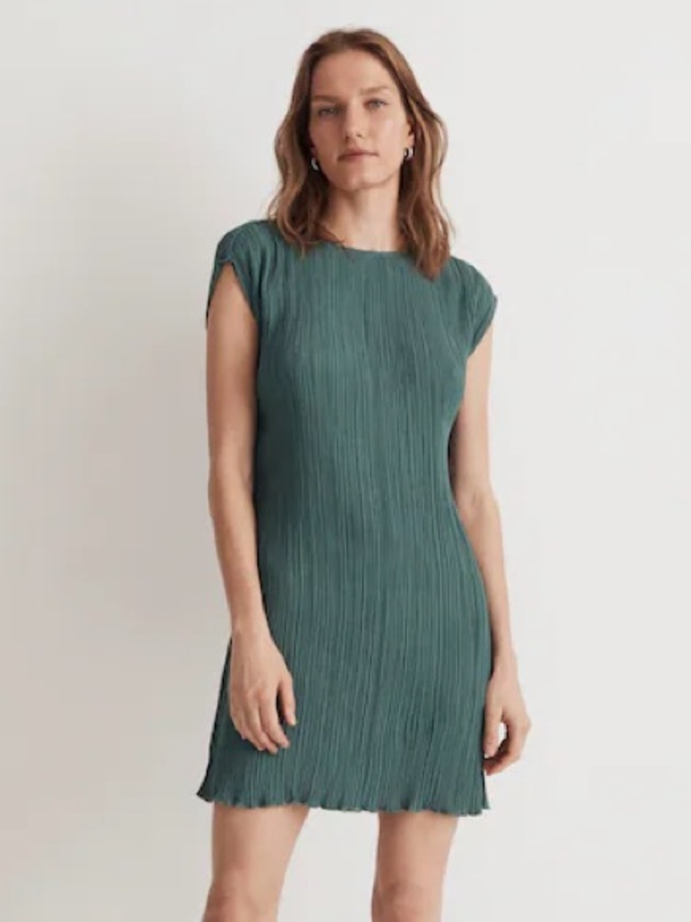 Madewell Plissé Mini Tee Dress in Spruce